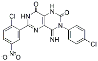 6-(2-CHLORO-5-NITROPHENYL)-3-(4-CHLOROPHENYL)-4-IMINO-1,3,7-TRIHYDRO-5,7-DIAZAQUINAZOLINE-2,8-DIONE Struktur