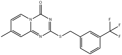 8-METHYL-2-([3-(TRIFLUOROMETHYL)BENZYL]SULFANYL)-4H-PYRIDO[1,2-A][1,3,5]TRIAZIN-4-ONE Struktur