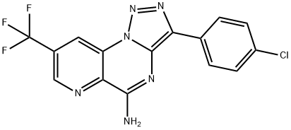 3-(4-CHLOROPHENYL)-8-(TRIFLUOROMETHYL)PYRIDO[2,3-E][1,2,3]TRIAZOLO[1,5-A]PYRIMIDIN-5-AMINE Struktur