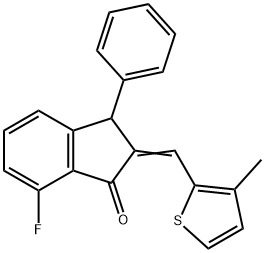 7-FLUORO-2-[(3-METHYL-2-THIENYL)METHYLENE]-3-PHENYL-1-INDANONE Struktur