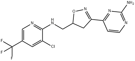 4-[5-(([3-CHLORO-5-(TRIFLUOROMETHYL)-2-PYRIDINYL]AMINO)METHYL)-4,5-DIHYDRO-3-ISOXAZOLYL]-2-PYRIMIDINAMINE Struktur