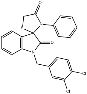 1-(3,4-DICHLOROBENZYL)-3'-PHENYLSPIRO(2,3-DIHYDRO-1H-INDOLE-3,2'-THIAZOLIDINE)-2,4'-DIONE Struktur