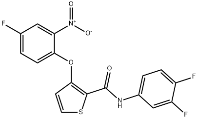 N-(3,4-DIFLUOROPHENYL)-3-(4-FLUORO-2-NITROPHENOXY)-2-THIOPHENECARBOXAMIDE Struktur