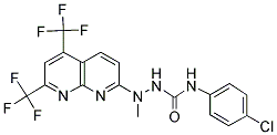 2-[5,7-BIS(TRIFLUOROMETHYL)[1,8]NAPHTHYRIDIN-2-YL]-N-(4-CHLOROPHENYL)-2-METHYL-1-HYDRAZINECARBOXAMIDE Struktur