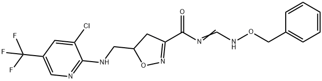 N-([(BENZYLOXY)AMINO]METHYLENE)-5-(([3-CHLORO-5-(TRIFLUOROMETHYL)-2-PYRIDINYL]AMINO)METHYL)-4,5-DIHYDRO-3-ISOXAZOLECARBOXAMIDE Struktur