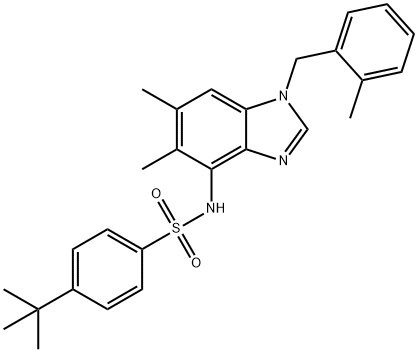 4-(TERT-BUTYL)-N-[5,6-DIMETHYL-1-(2-METHYLBENZYL)-1H-1,3-BENZIMIDAZOL-4-YL]BENZENESULFONAMIDE Struktur