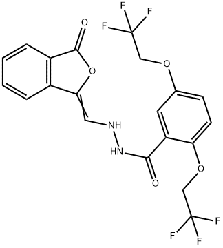 N'-([3-OXO-2-BENZOFURAN-1(3H)-YLIDEN]METHYL)-2,5-BIS(2,2,2-TRIFLUOROETHOXY)BENZENECARBOHYDRAZIDE Struktur