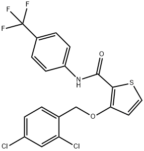 3-[(2,4-DICHLOROBENZYL)OXY]-N-[4-(TRIFLUOROMETHYL)PHENYL]-2-THIOPHENECARBOXAMIDE Struktur