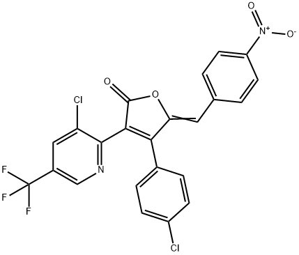 4-(4-CHLOROPHENYL)-3-[3-CHLORO-5-(TRIFLUOROMETHYL)-2-PYRIDINYL]-5-[(4-NITROPHENYL)METHYLENE]-2(5H)-FURANONE Struktur