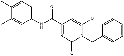 1-BENZYL-N-(3,4-DIMETHYLPHENYL)-6-HYDROXY-2-OXO-1,2-DIHYDRO-4-PYRIMIDINECARBOXAMIDE Struktur