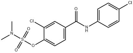 2-CHLORO-4-[(4-CHLOROANILINO)CARBONYL]PHENYL-N,N-DIMETHYLSULFAMATE Struktur