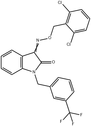 1-[3-(TRIFLUOROMETHYL)BENZYL]-1H-INDOLE-2,3-DIONE 3-[O-(2,6-DICHLOROBENZYL)OXIME] Struktur