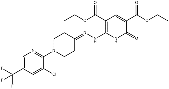 DIETHYL 2-(2-(1-[3-CHLORO-5-(TRIFLUOROMETHYL)-2-PYRIDINYL]-4-PIPERIDINYLIDENE)HYDRAZINO)-6-HYDROXY-3,5-PYRIDINEDICARBOXYLATE Struktur