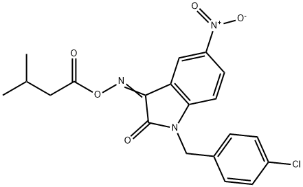 1-(4-CHLOROBENZYL)-3-([(3-METHYLBUTANOYL)OXY]IMINO)-5-NITRO-1,3-DIHYDRO-2H-INDOL-2-ONE Struktur