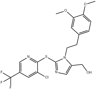 [2-([3-CHLORO-5-(TRIFLUOROMETHYL)-2-PYRIDINYL]SULFANYL)-1-(3,4-DIMETHOXYPHENETHYL)-1H-IMIDAZOL-5-YL]METHANOL Struktur