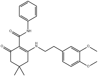 (6-((2-(3,4-DIMETHOXYPHENYL)ETHYL)AMINO)-4,4-DIMETHYL-2-OXOCYCLOHEX-1-ENYL)-N-BENZAMIDE Struktur