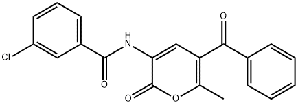 N-(5-BENZOYL-6-METHYL-2-OXO-2H-PYRAN-3-YL)-3-CHLOROBENZENECARBOXAMIDE Struktur