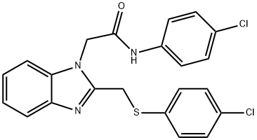 N-(4-CHLOROPHENYL)-2-(2-([(4-CHLOROPHENYL)SULFANYL]METHYL)-1H-1,3-BENZIMIDAZOL-1-YL)ACETAMIDE Struktur