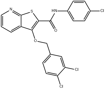 N-(4-CHLOROPHENYL)-3-[(3,4-DICHLOROBENZYL)OXY]THIENO[2,3-B]PYRIDINE-2-CARBOXAMIDE Struktur