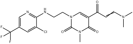 1-(2-([3-CHLORO-5-(TRIFLUOROMETHYL)-2-PYRIDINYL]AMINO)ETHYL)-5-[3-(DIMETHYLAMINO)ACRYLOYL]-3-METHYL-2,4(1H,3H)-PYRIMIDINEDIONE Struktur