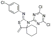 N1-[1-(4,6-DICHLORO-1,3,5-TRIAZIN-2-YL)-4-METHYLIDENE-3-THIA-1-AZASPIRO[4.5]DEC-2-YLIDEN]-4-CHLOROANILINE Struktur