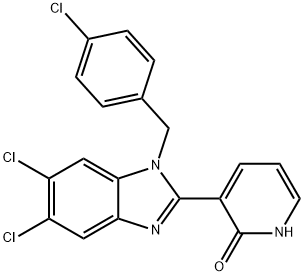 3-[5,6-DICHLORO-1-(4-CHLOROBENZYL)-1H-1,3-BENZIMIDAZOL-2-YL]-2(1H)-PYRIDINONE Struktur