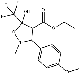 ETHYL 5-HYDROXY-3-(4-METHOXYPHENYL)-2-METHYL-5-(TRIFLUOROMETHYL)TETRAHYDRO-4-ISOXAZOLECARBOXYLATE Struktur