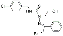 N1-(4-CHLOROBENZYL)-2-(2-BROMO-1-PHENYLETHYLIDENE)-1-(2-HYDROXYETHYL)HYDRAZINE-1-CARBOTHIOAMIDE Struktur