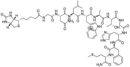 BIOTIN-GLY-ASN-LEU-TRP-ALA-THR-GLY-HIS-PHE-MET-NH2 Struktur