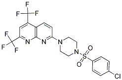 7-(4-[(4-CHLOROPHENYL)SULFONYL]PIPERAZINO)-2,4-BIS(TRIFLUOROMETHYL)[1,8]NAPHTHYRIDINE Struktur