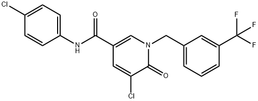 5-CHLORO-N-(4-CHLOROPHENYL)-6-OXO-1-[3-(TRIFLUOROMETHYL)BENZYL]-1,6-DIHYDRO-3-PYRIDINECARBOXAMIDE Struktur