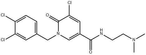 5-CHLORO-1-(3,4-DICHLOROBENZYL)-N-[2-(DIMETHYLAMINO)ETHYL]-6-OXO-1,6-DIHYDRO-3-PYRIDINECARBOXAMIDE Struktur