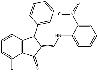 7-FLUORO-2-[(2-NITROANILINO)METHYLENE]-3-PHENYL-1-INDANONE Struktur