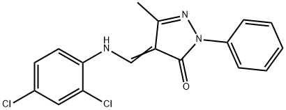 4-[(2,4-DICHLOROANILINO)METHYLENE]-5-METHYL-2-PHENYL-2,4-DIHYDRO-3H-PYRAZOL-3-ONE Struktur