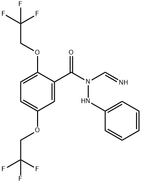 N-[2,5-BIS(2,2,2-TRIFLUOROETHOXY)BENZOYL]-N'-PHENYLHYDRAZONOFORMAMIDE Struktur