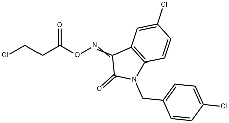 5-CHLORO-1-(4-CHLOROBENZYL)-3-([(3-CHLOROPROPANOYL)OXY]IMINO)-1,3-DIHYDRO-2H-INDOL-2-ONE Struktur