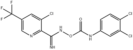 3-CHLORO-N'-([(3,4-DICHLOROANILINO)CARBONYL]OXY)-5-(TRIFLUOROMETHYL)-2-PYRIDINECARBOXIMIDAMIDE Struktur