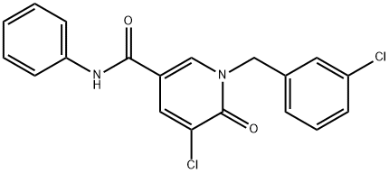 5-CHLORO-1-(3-CHLOROBENZYL)-6-OXO-N-PHENYL-1,6-DIHYDRO-3-PYRIDINECARBOXAMIDE Struktur