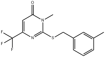 3-METHYL-2-[(3-METHYLBENZYL)SULFANYL]-6-(TRIFLUOROMETHYL)-4(3H)-PYRIMIDINONE Struktur