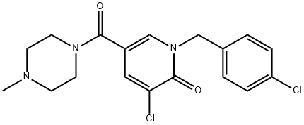 3-CHLORO-1-(4-CHLOROBENZYL)-5-[(4-METHYLPIPERAZINO)CARBONYL]-2(1H)-PYRIDINONE Struktur