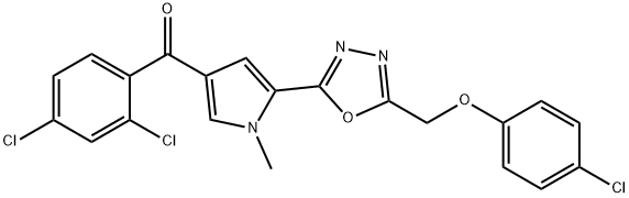 (5-(5-[(4-CHLOROPHENOXY)METHYL]-1,3,4-OXADIAZOL-2-YL)-1-METHYL-1H-PYRROL-3-YL)(2,4-DICHLOROPHENYL)METHANONE Struktur