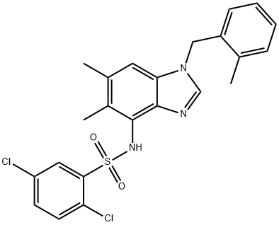 2,5-DICHLORO-N-[5,6-DIMETHYL-1-(2-METHYLBENZYL)-1H-1,3-BENZIMIDAZOL-4-YL]BENZENESULFONAMIDE Struktur