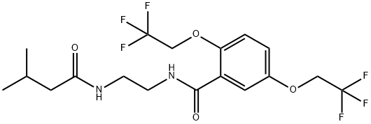 N-(2-[(3-METHYLBUTANOYL)AMINO]ETHYL)-2,5-BIS(2,2,2-TRIFLUOROETHOXY)BENZENECARBOXAMIDE Struktur