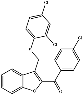 (4-CHLOROPHENYL)(3-([(2,4-DICHLOROPHENYL)SULFANYL]METHYL)-1-BENZOFURAN-2-YL)METHANONE Struktur