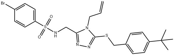 N-[(4-ALLYL-5-([4-(TERT-BUTYL)BENZYL]SULFANYL)-4H-1,2,4-TRIAZOL-3-YL)METHYL]-4-BROMOBENZENESULFONAMIDE Struktur