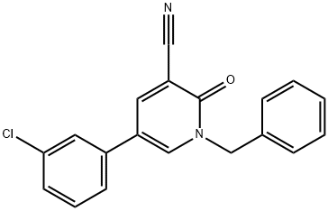 1-BENZYL-5-(3-CHLOROPHENYL)-2-OXO-1,2-DIHYDRO-3-PYRIDINECARBONITRILE Struktur