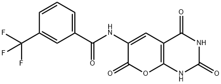 3-(TRIFLUOROMETHYL)-N-(2,4,7-TRIOXO-1,3,4,7-TETRAHYDRO-2H-PYRANO[2,3-D]PYRIMIDIN-6-YL)BENZENECARBOXAMIDE Struktur