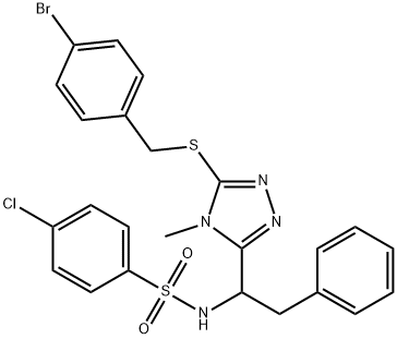 N-(1-(5-[(4-BROMOBENZYL)SULFANYL]-4-METHYL-4H-1,2,4-TRIAZOL-3-YL)-2-PHENYLETHYL)-4-CHLOROBENZENESULFONAMIDE Struktur