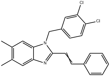 1-(3,4-DICHLOROBENZYL)-5,6-DIMETHYL-2-STYRYL-1H-1,3-BENZIMIDAZOLE Struktur