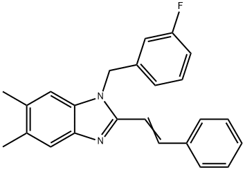 1-(3-FLUOROBENZYL)-5,6-DIMETHYL-2-STYRYL-1H-1,3-BENZIMIDAZOLE Struktur